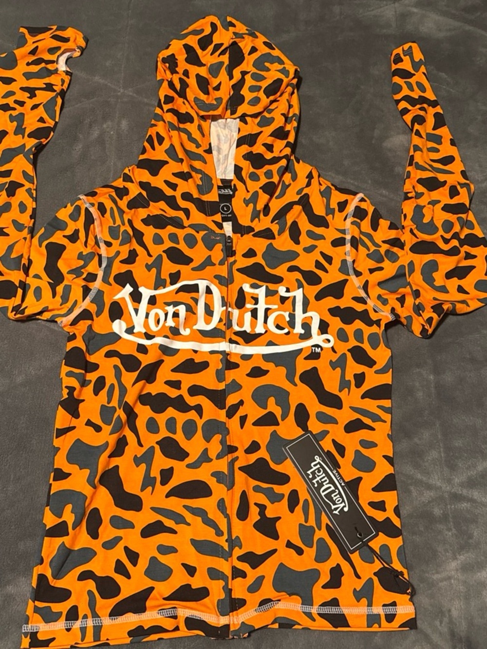 VON DUTCH Camo Zip Up Hoodie Size Large